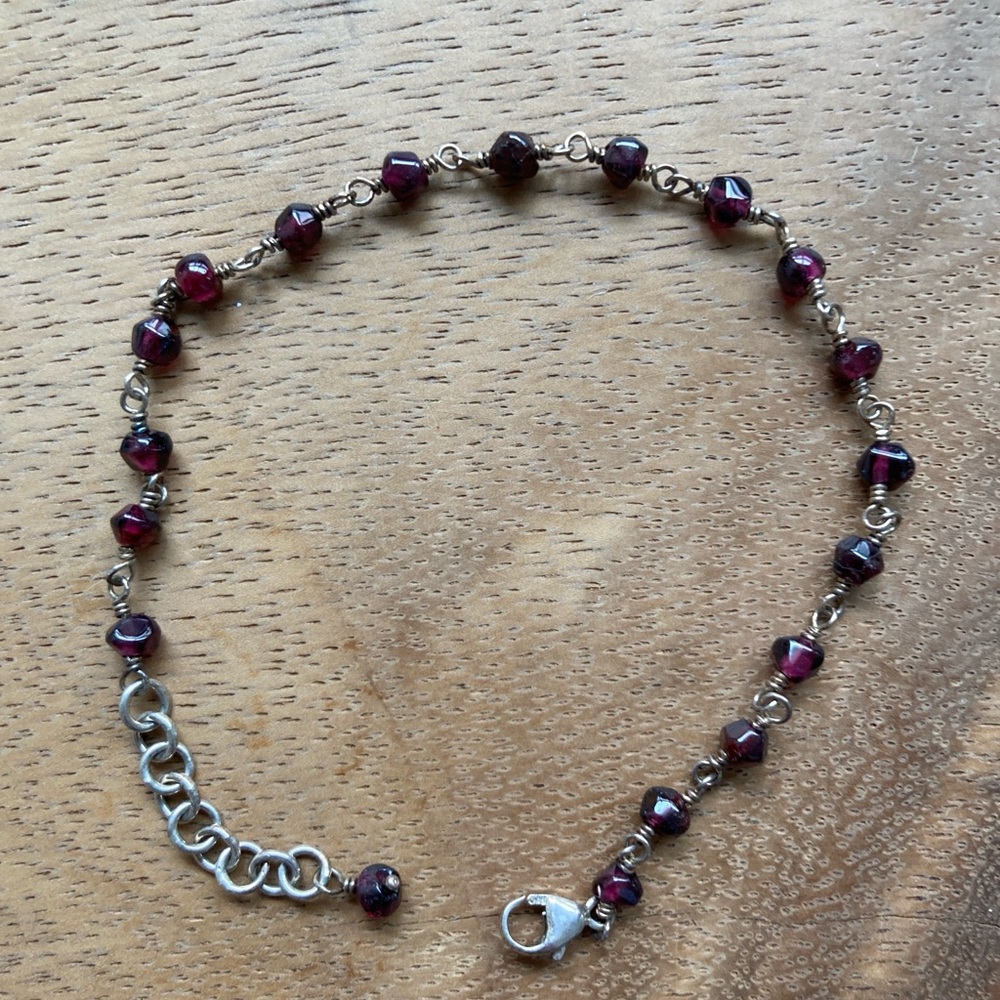 Anthropologie Silver and Garnet Bracelet